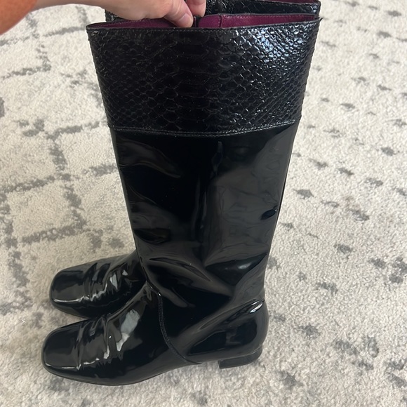 Coach FRESNA Patent Leather Knee-High Boot Black 7 riding croc embossed 7B - Picture 5 of 16